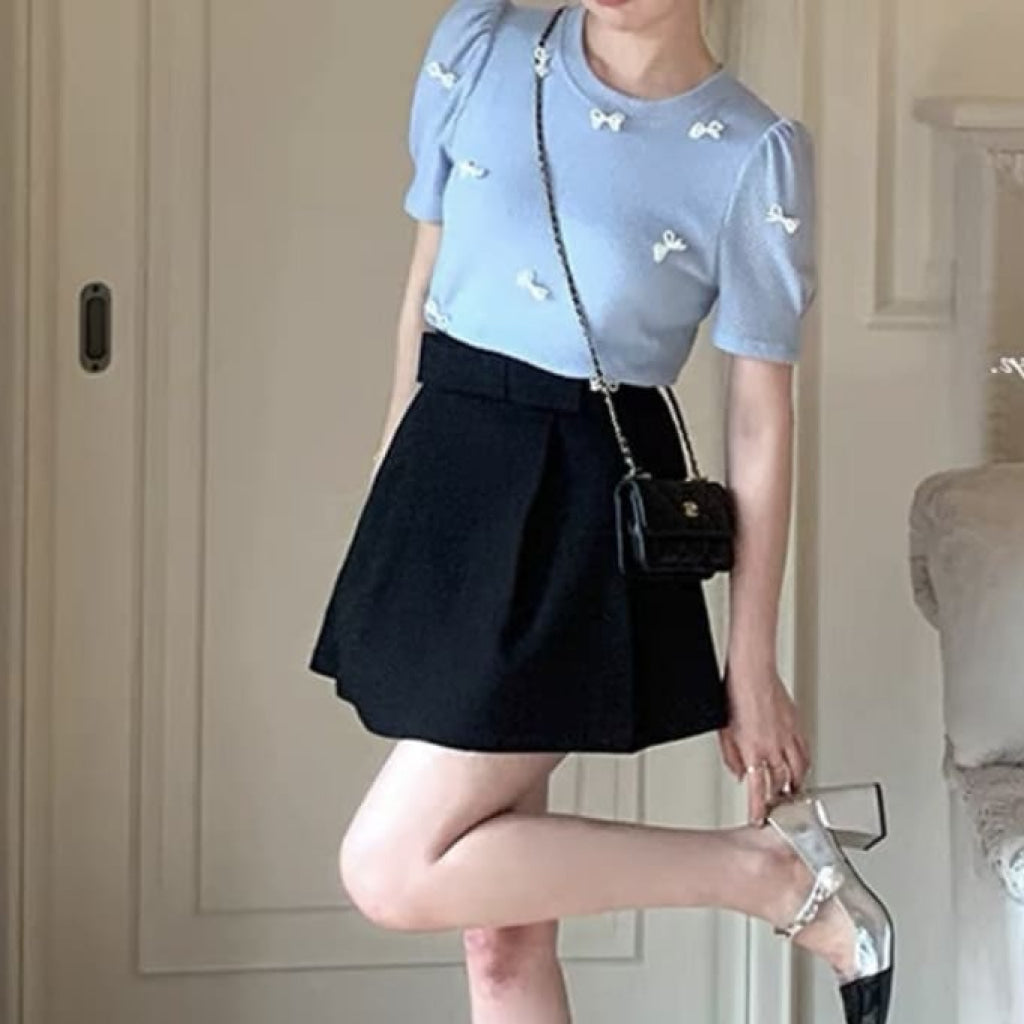 ときめく少女のトップス（全2色） ライトブルー