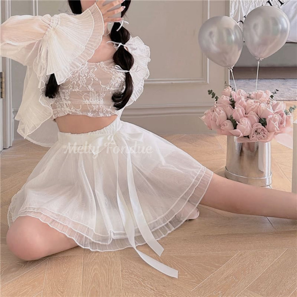 ふんわり恋心の約束スカート（全3色） ホワイト