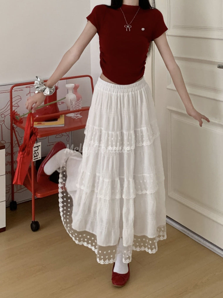 おとぎ話を駆け巡る幸せの鳥ティアードスカート