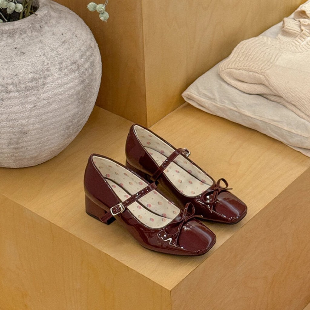 プリンセスの夢見るリボンシューズ（全3色） 22.5 / ワインレッド