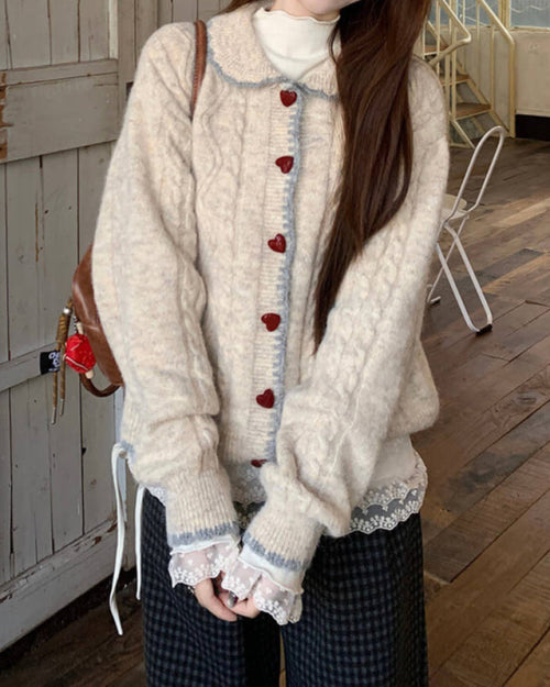 【心までとろけるふんわり感】ハートの贈り物カーディガン