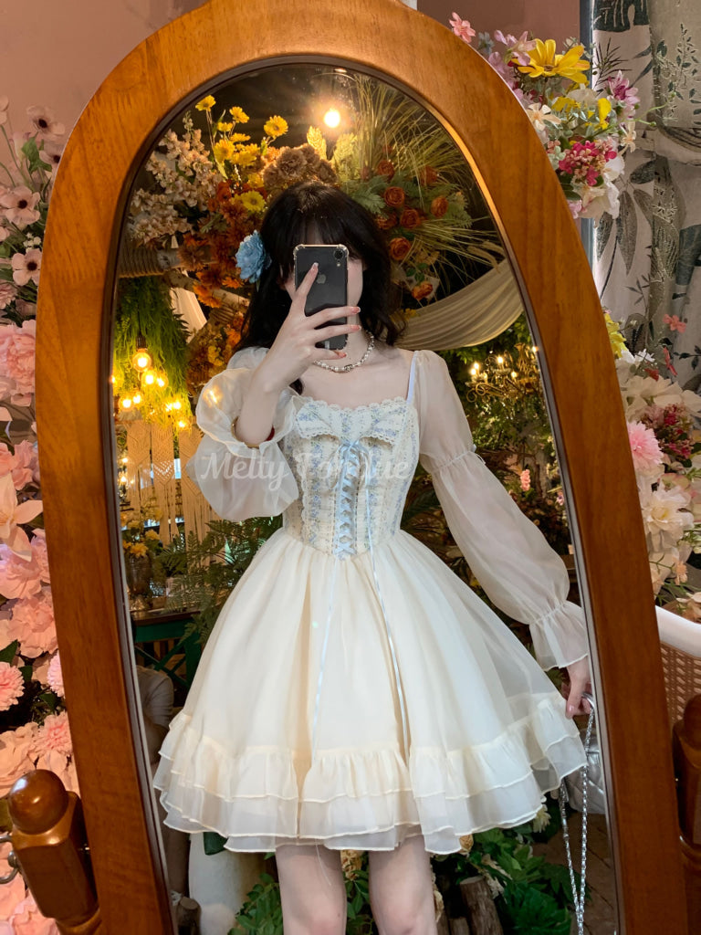 美品♡2021年♡フォクシーニューヨーク ジャスティンドレス 白襟 ワンピース 公式】《一歩踏み出すたびにときめく一枚》白鳥に出会う水辺の