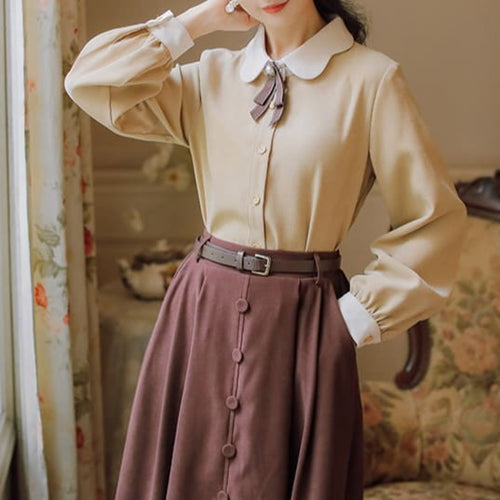 《一枚で仕上がる上品レディスタイル》館に暮らすお嬢様の秘密ブラウス（全3色）