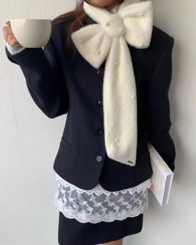 ときめきを包むリボンマフラー アイボリー